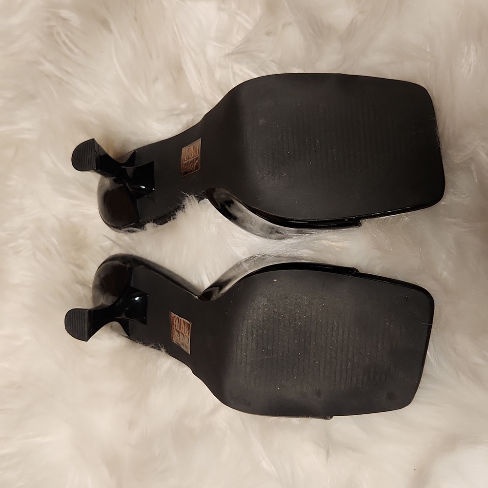 Black Patent Leather Kitten Heel Mules - Picture 5 of 6